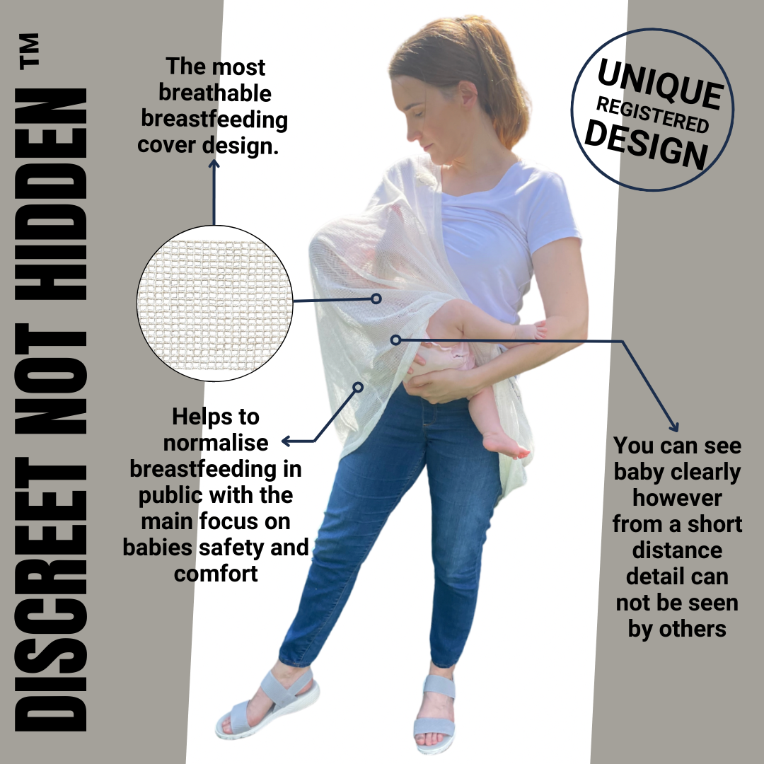 Mother using Breastfeeding Cover and Scarf-Design Features of Nursing Cover Outlined