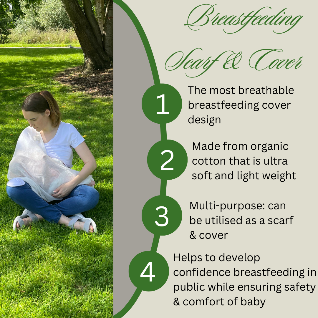 Mother using Breastfeeding Cover and Scarf-Design features and Aims Outlined.