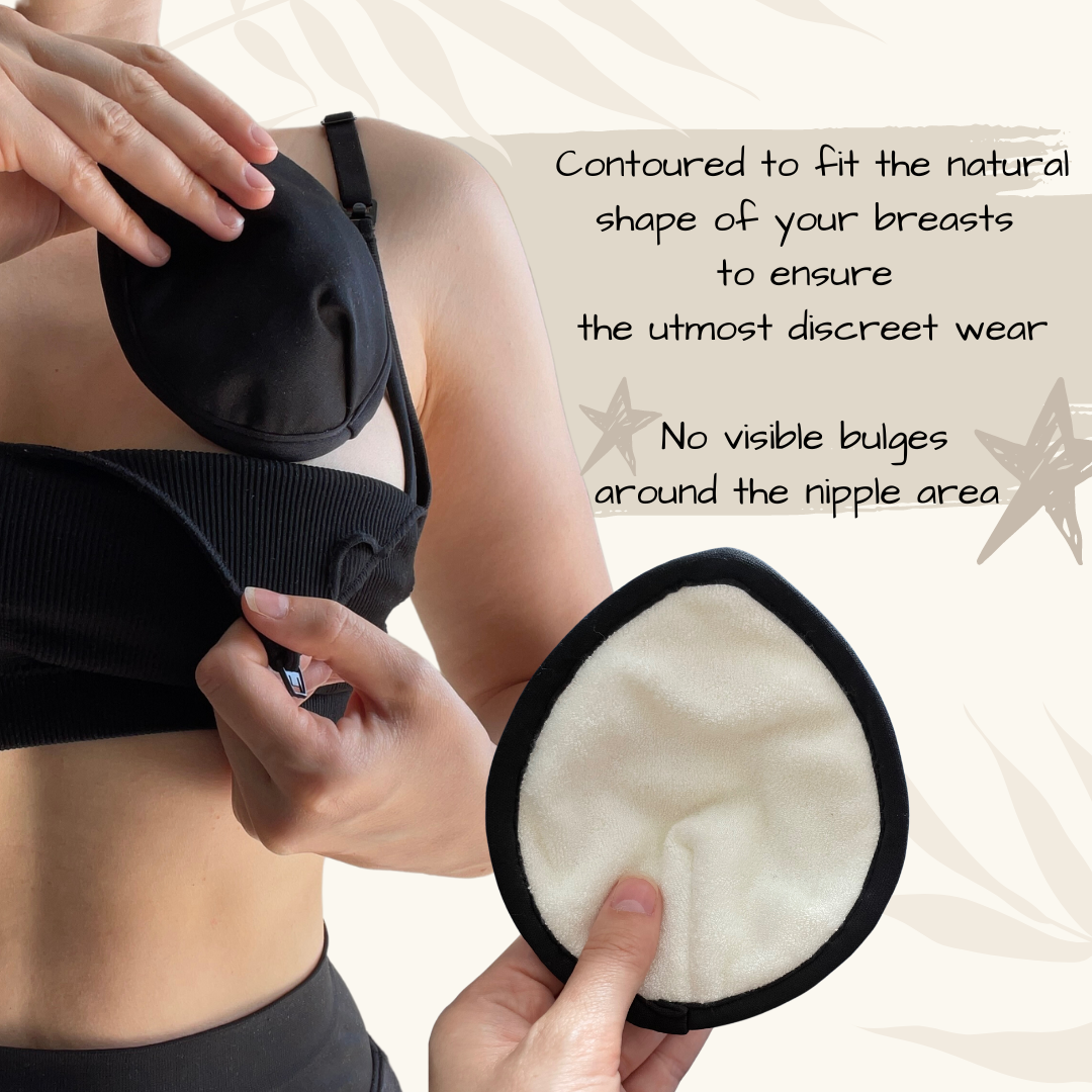 Reusable Breast Pads- Washable Nursing Pads Contoured Fit Outlined