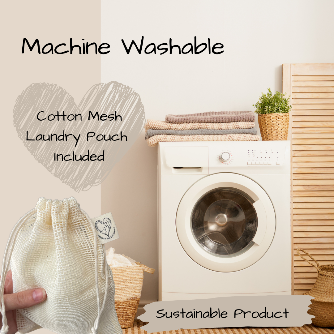 Reusable Breast Pads- Washable Nursing Pads and Cotton Mesh Laundry Pouch